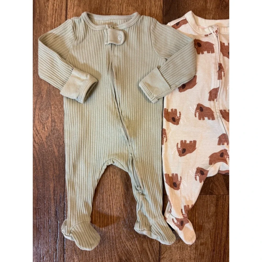Baby Boy 0/3 Months Footed Sleepers Gown Zipper Clothes Bundle Lot Animal Cotton